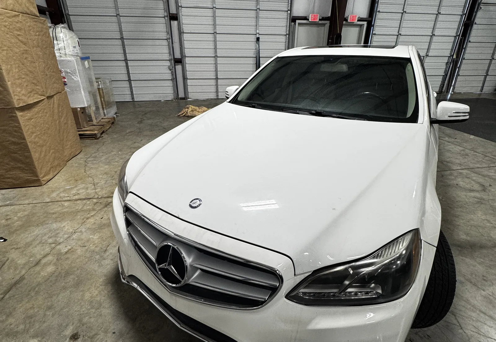 Mercedes E-Class in original white paint before color change wrap